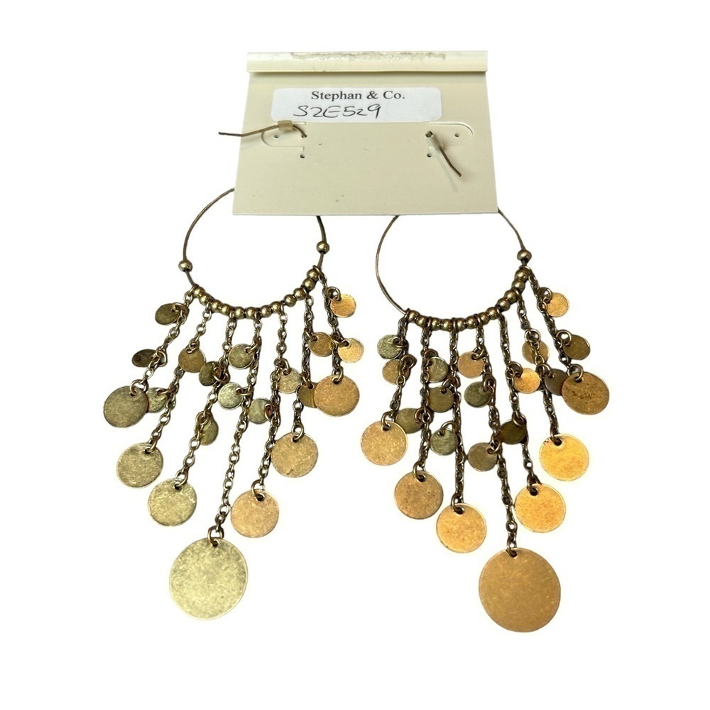 Stephan & Co. Red & Gold Hoop & Hook Drop Dangle Earrings - Picture 5 of 9
